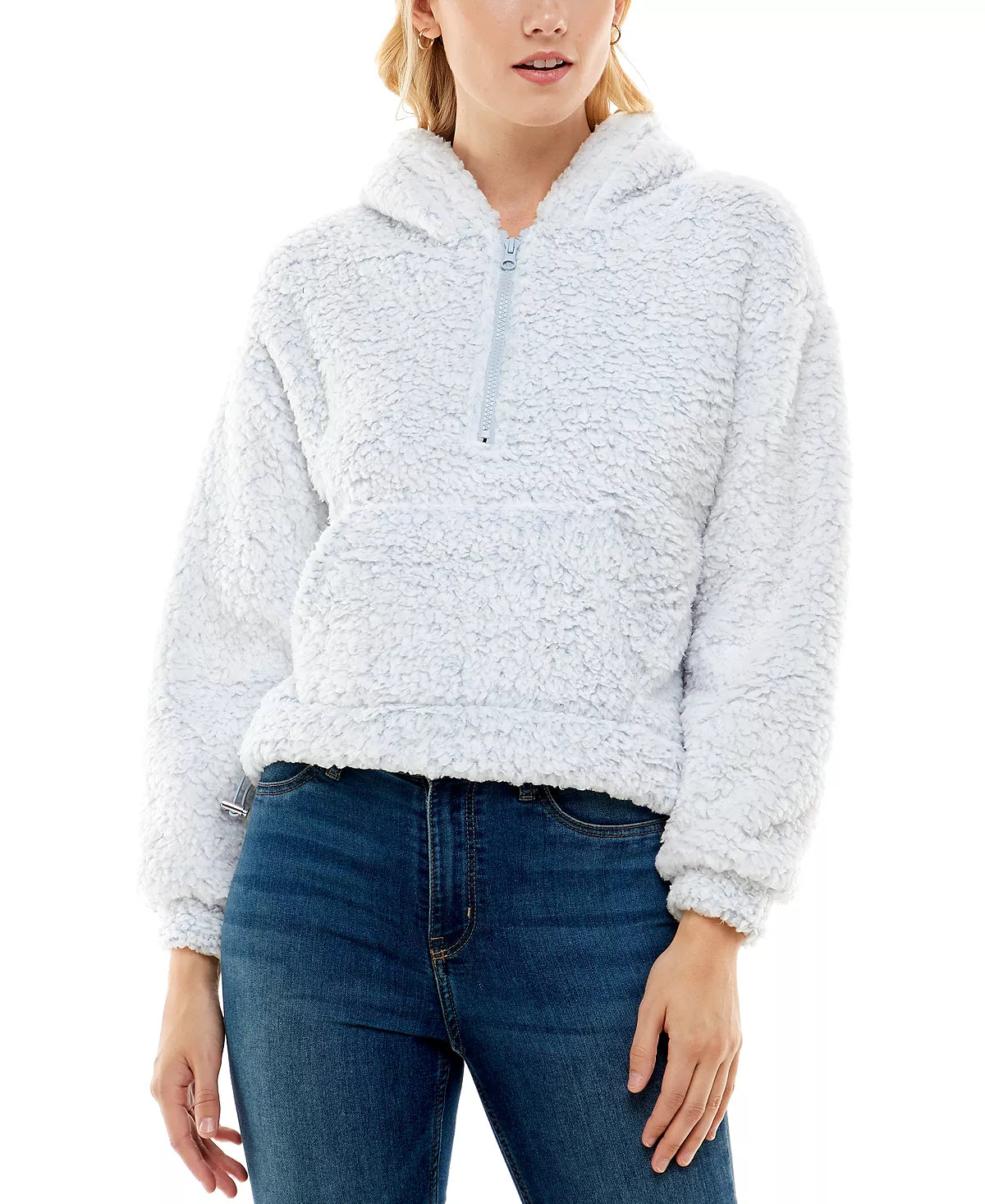 Crave Fame Juniors Sherpa Zip Hoodie Color Mocha Size L