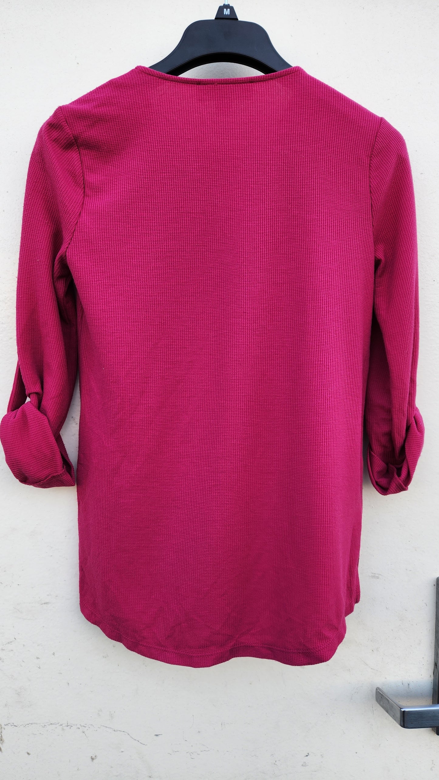 Michael Kors Women's V-Neck Drawstring Long Sleeve Top Color Hot Pink Size P/XS