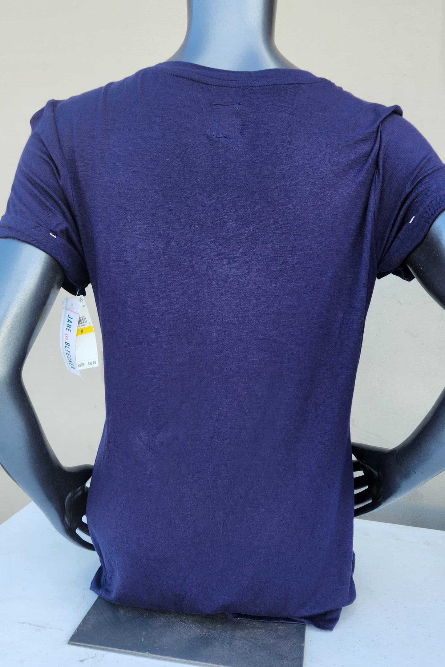 Jane & Bleecker Women's Short Sleeve Pocket Top Color Navy Size M