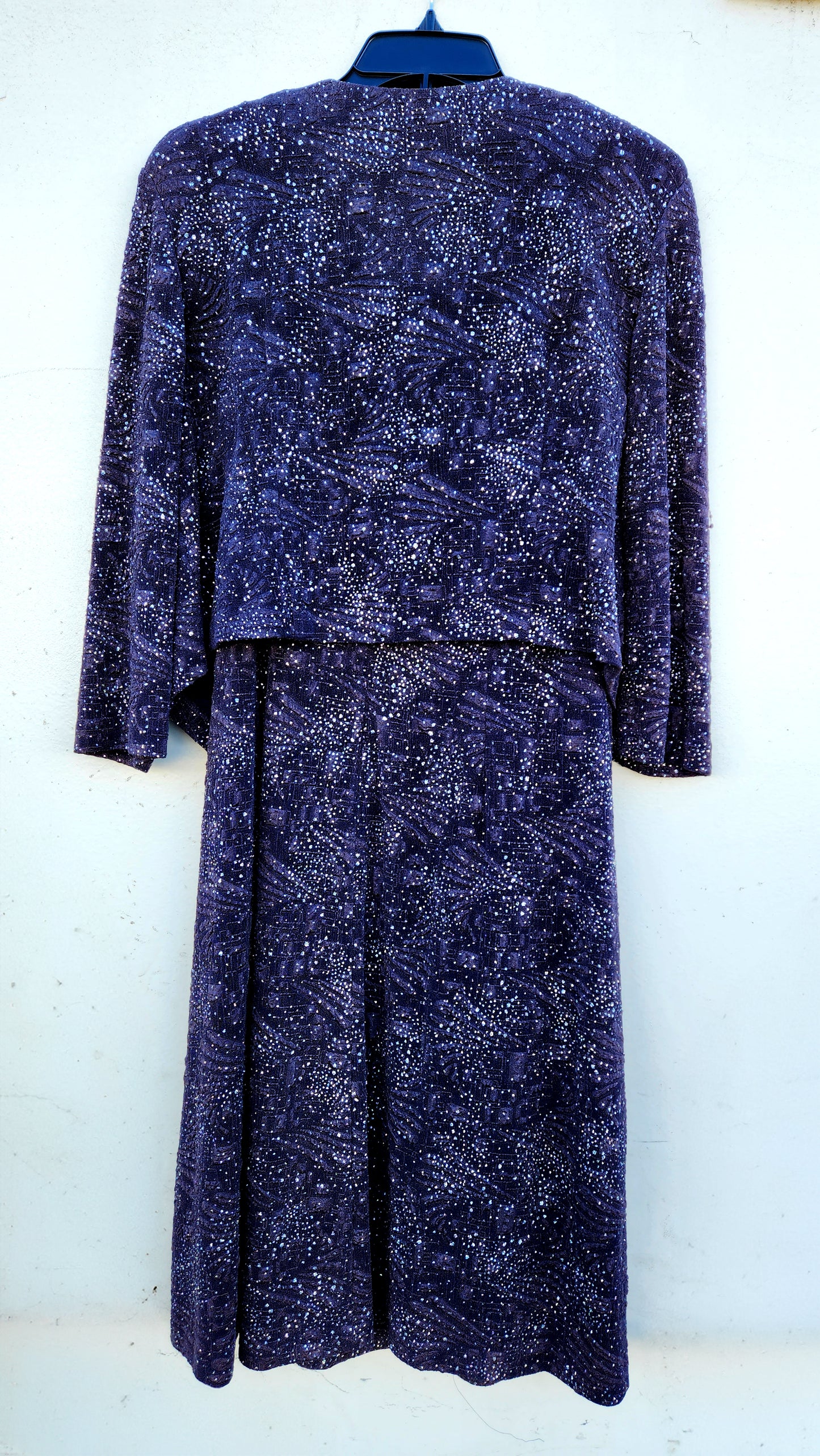 Alex Evenings Women's Glitter Jacket Dress Color Purple Size 12