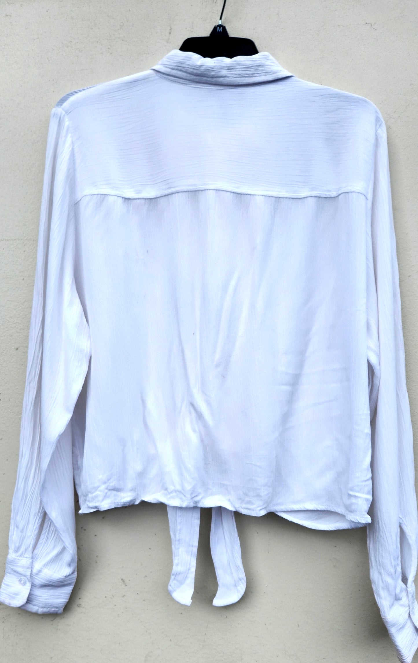 AQUA Long Sleeve Oversized Button Down Shirt Color White Size XS