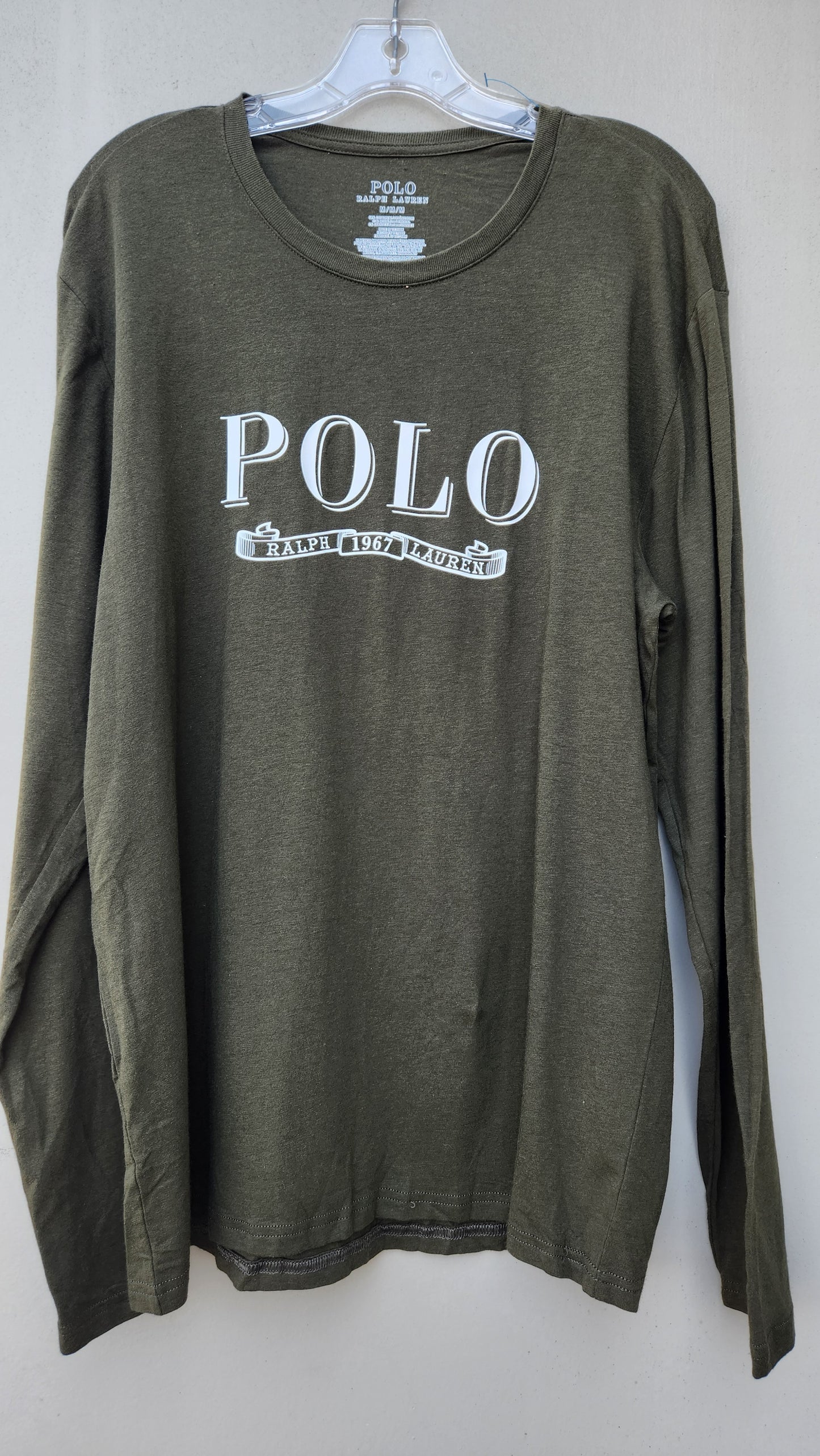 Polo Ralph Lauren Men's Embossed Waffle Long Sleeve T-Shirt Color Mountain Green Size M