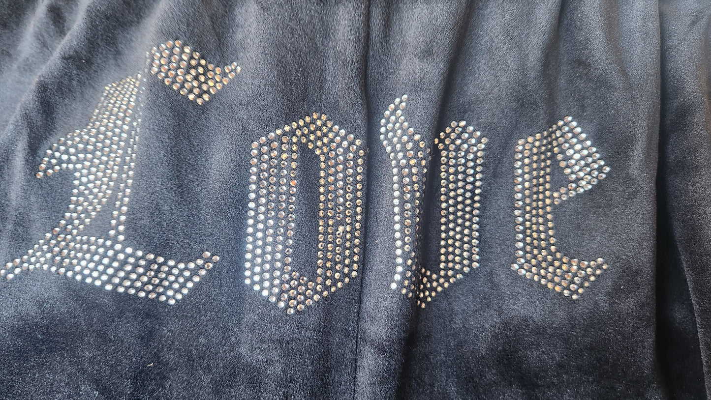 Self Esteem Juniors Velour Rhinestone Jogger  Color Black Size L