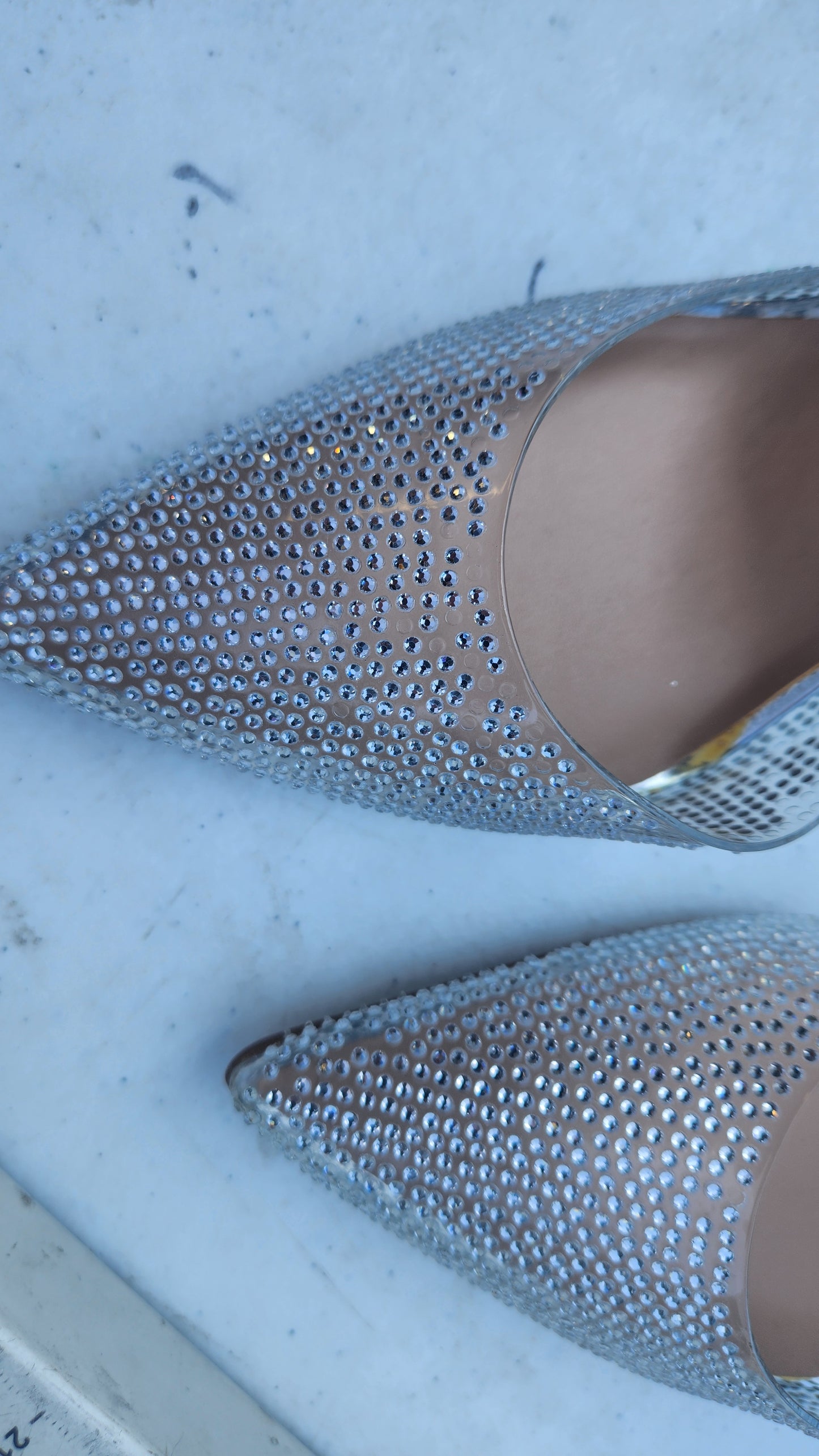 INC International Concepts Women's Rami Two-Piece Ankle-Strap Pumps Color Clear Bling Size 5.5M