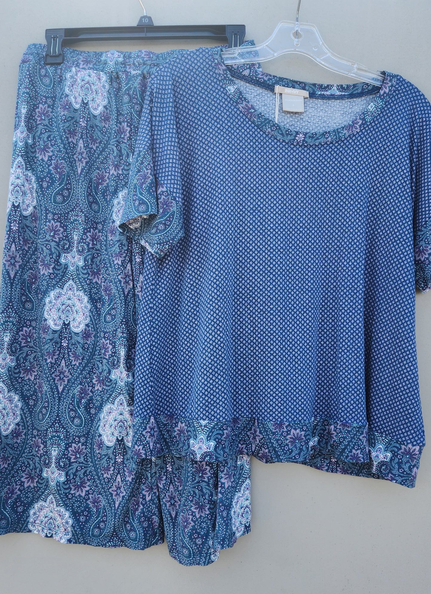 INK+IVY Women's Combo Tee with the Capri Set Color Navy Size L