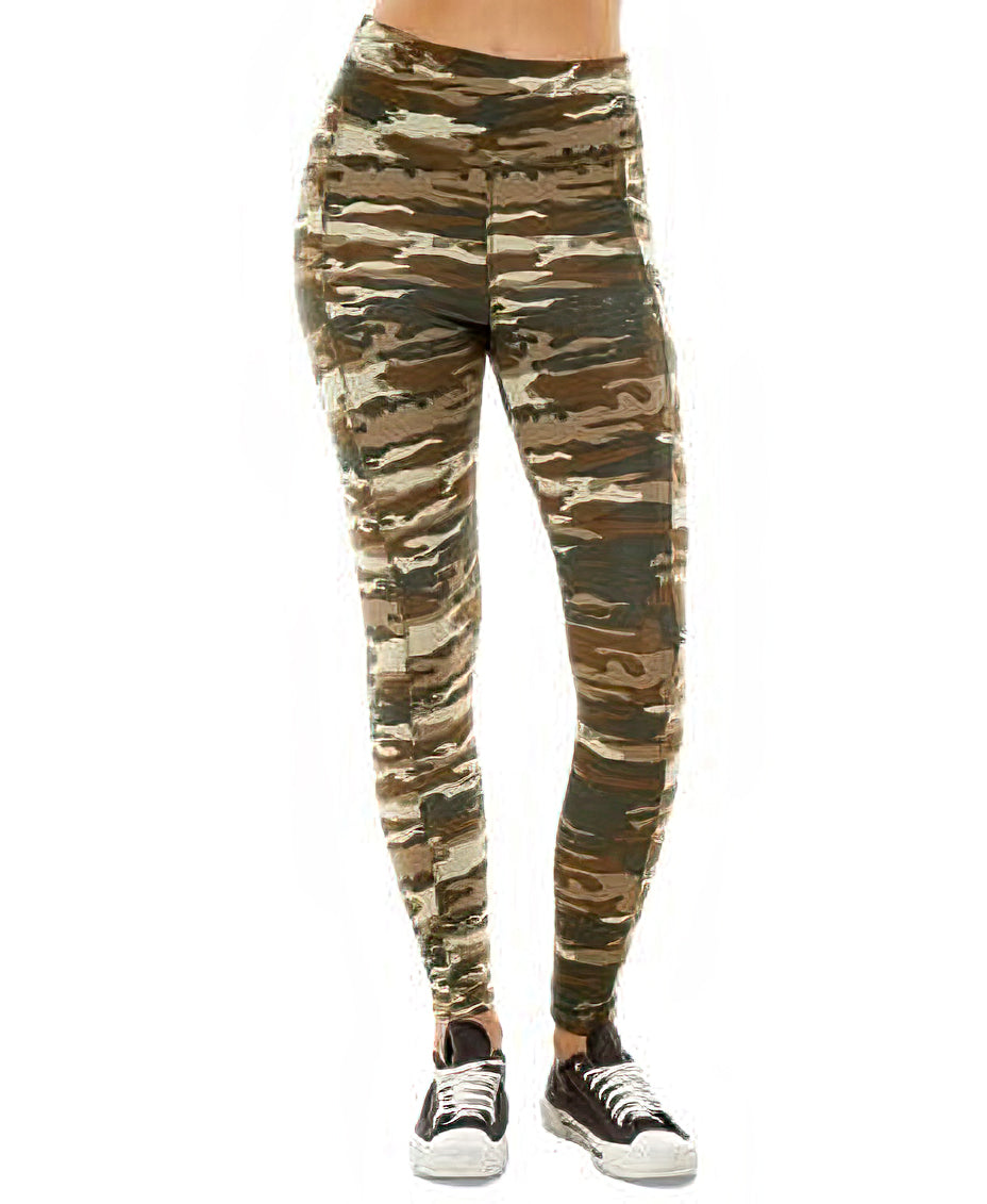 No Comment Juniors High-Rise Leggings Color Camo Size L