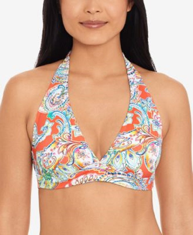 Lauren Ralph Lauren Halter Bikini Top Color Multi Paisley Size 14