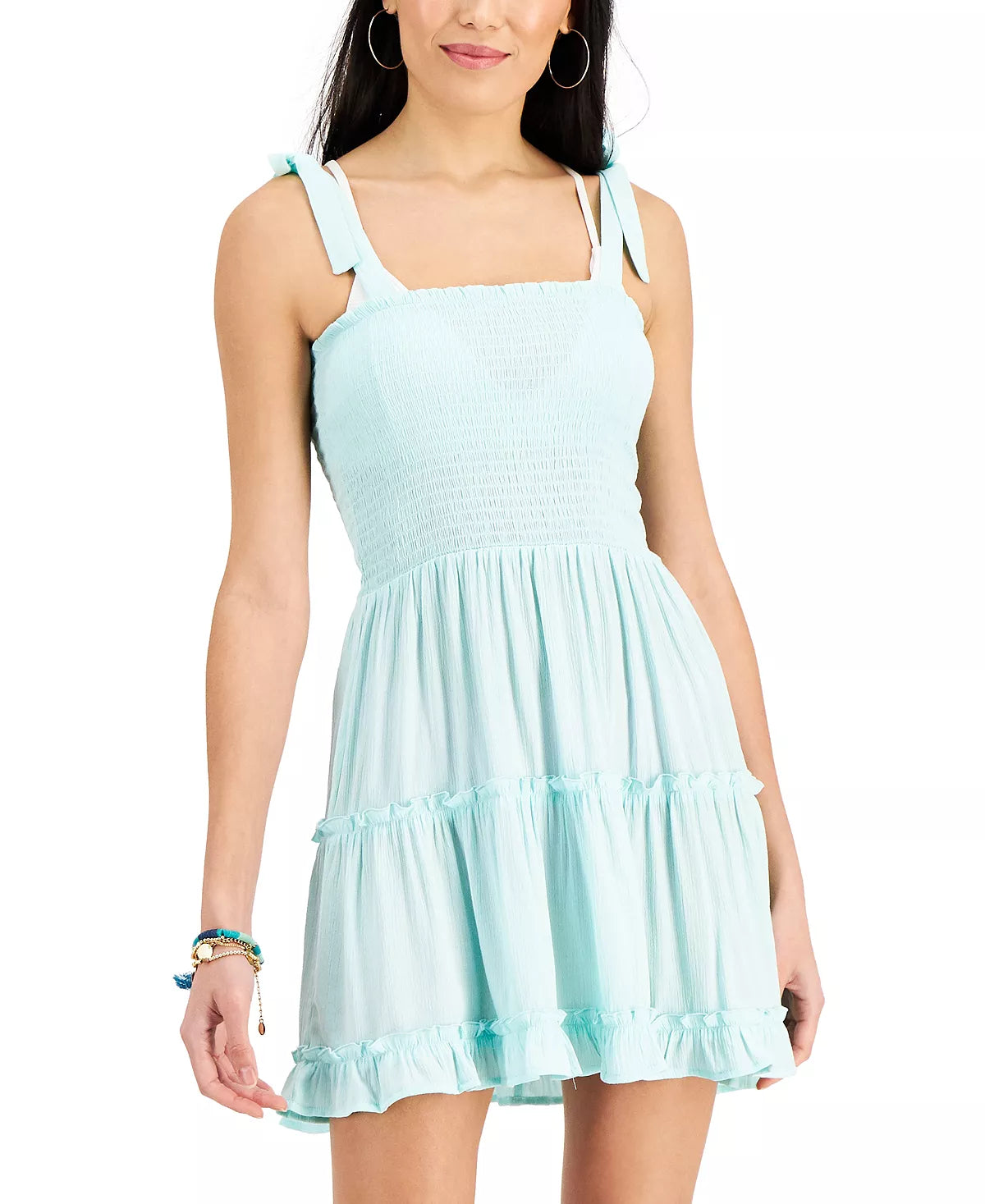 Miken Juniors Smocked Swim Cover-Up Color Icy Blue Size L