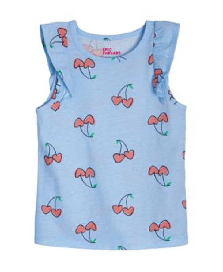 Epic Threads Little Girls Cherry Print T-shirt Color Spacious Sky Size 5