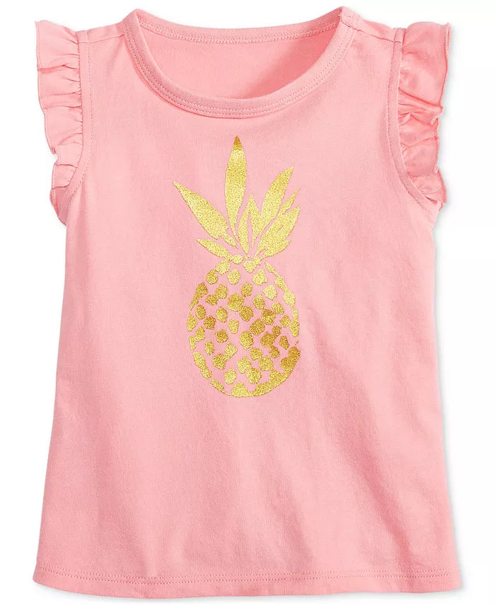 First Impressions Baby Girls Pineapple-Graphic T-Shirt Color Coral Topaz Size 18 months