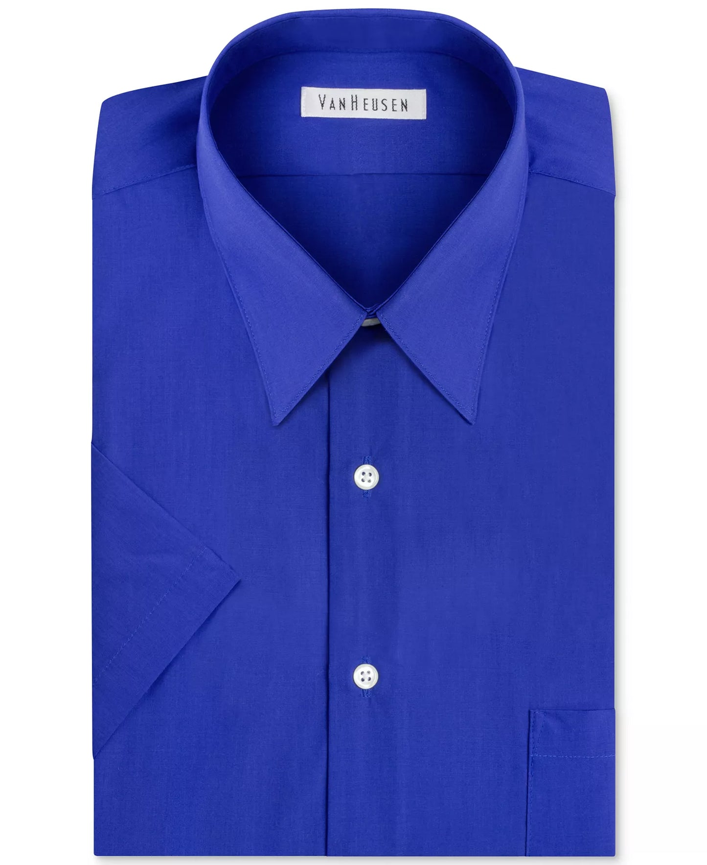 Van Heusen Men's Poplin Solid Short-Sleeve Dress Shirt Pacifico Size 16