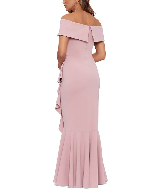 Betsy & Adam Off-The-Shoulder Mermaid Gown Color Rose Size 8