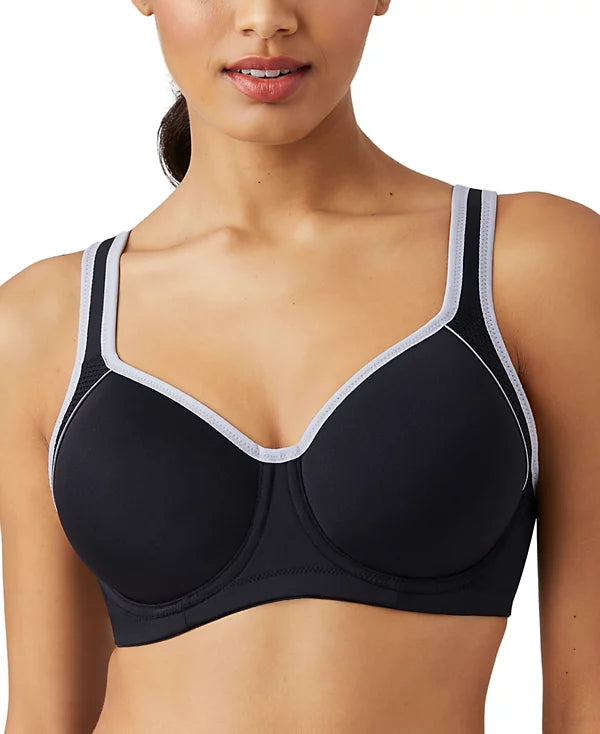 Wacoal Women's Contrast Trim Contour Sport Bra Black/Lilac Gray Size 34C