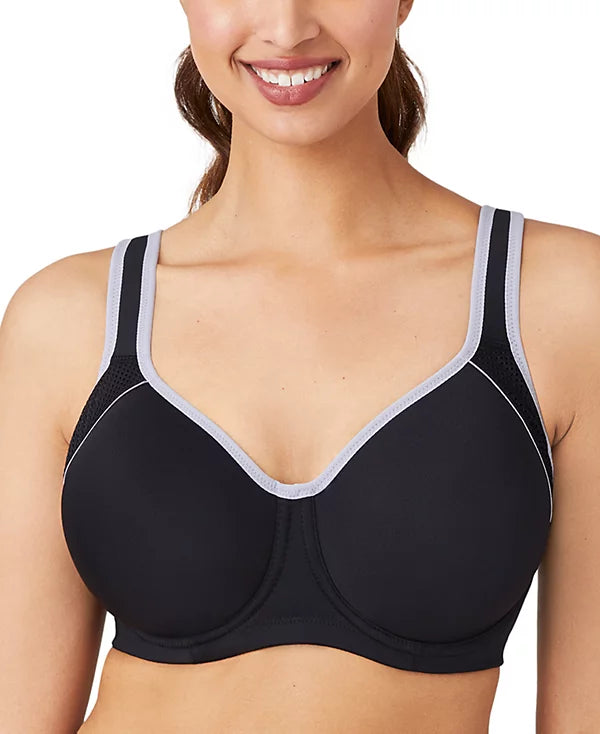 Wacoal Women's Contrast Trim Contour Sport Bra Black/Lilac Gray Size 34C
