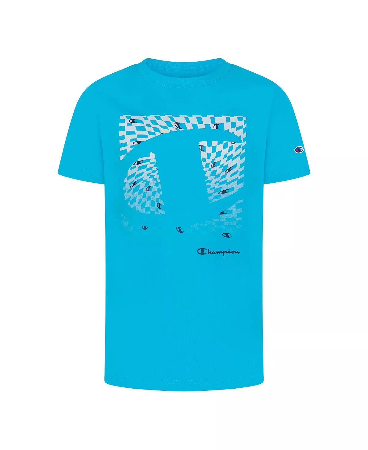 Champion Big Boys Ko C Checker Fade Short Sleeve Tee Color Blue Atoll Size S (8)