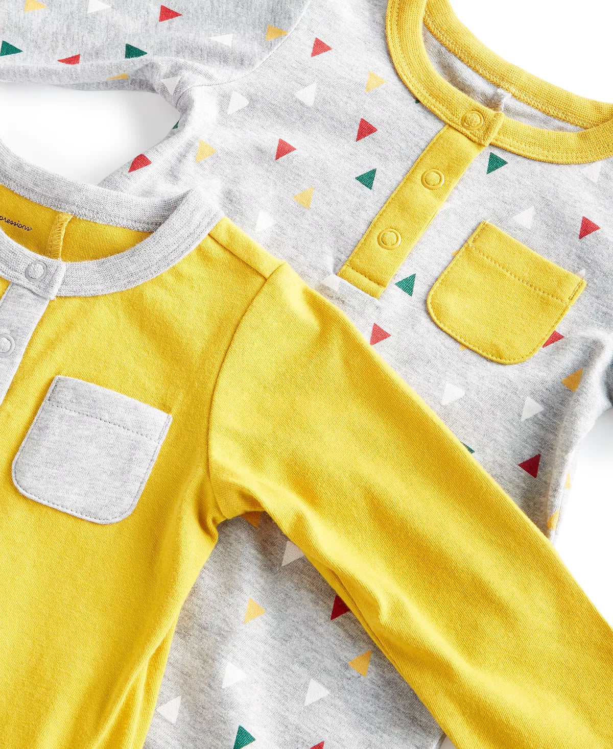 First Impressions Baby Boys Festive Triangles Solid Union Suits, 2-pc Color Hthr Sterling Size 6-9 months