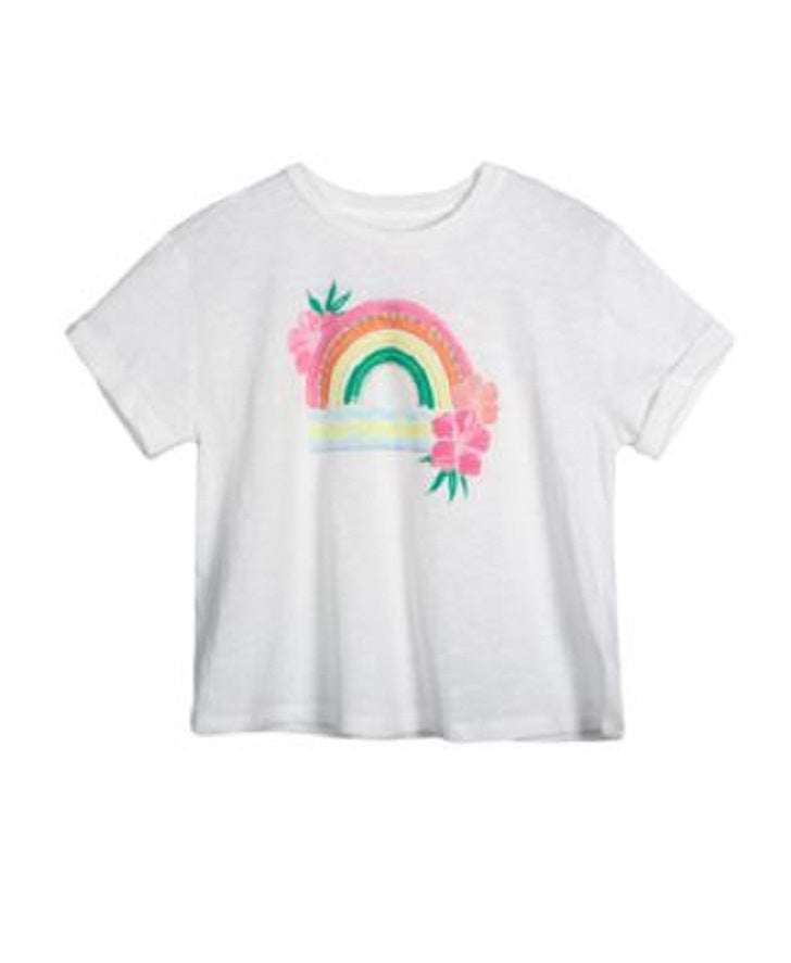 Epic Threads Girls Tropical Rainbow Graphic T-Shirt Color Angel White Size XL (16)