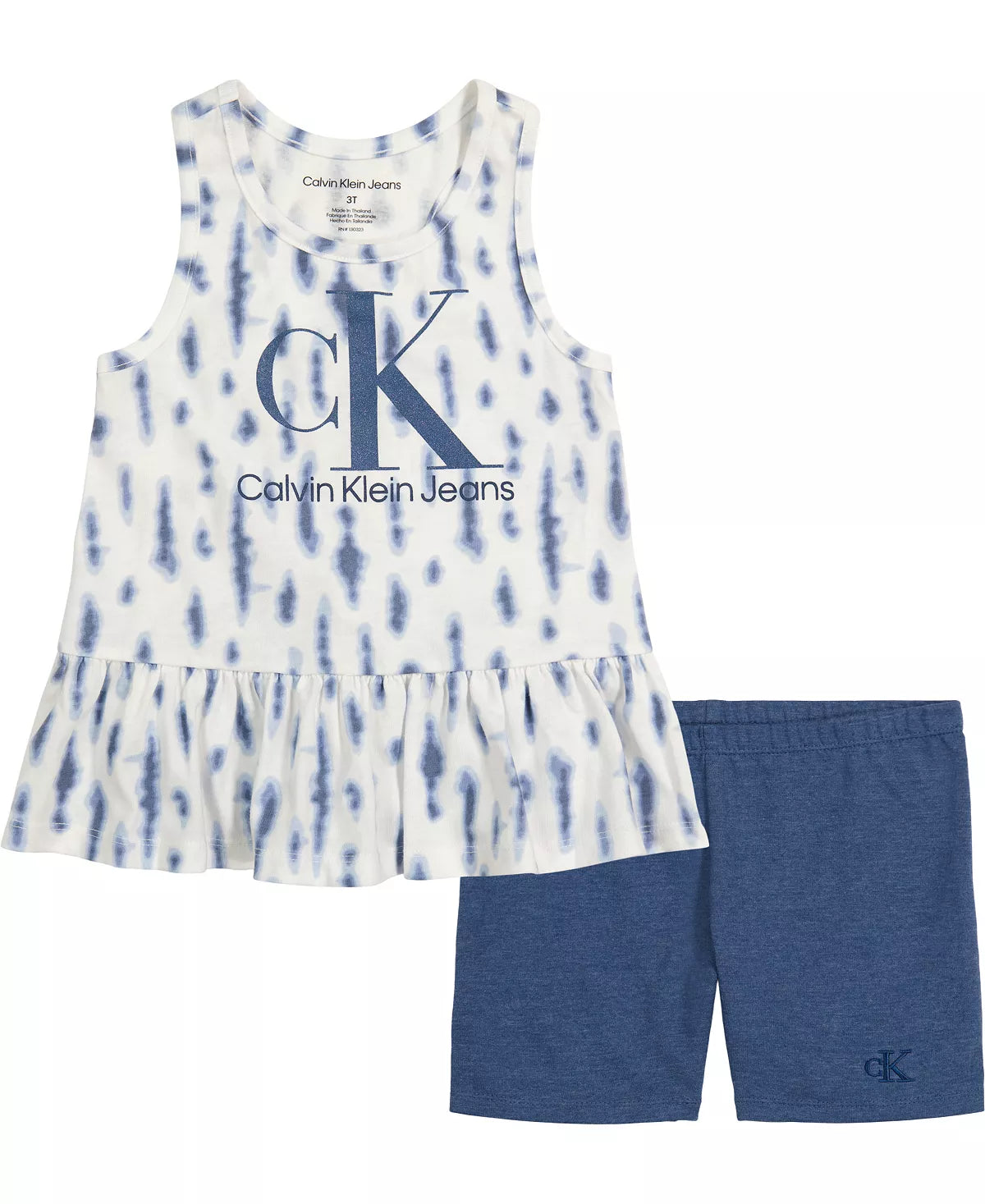 Calvin Klein Baby Girls Flounce-Hem Tank & Bike Shorts, 2-pc Color Blue Size 18 months