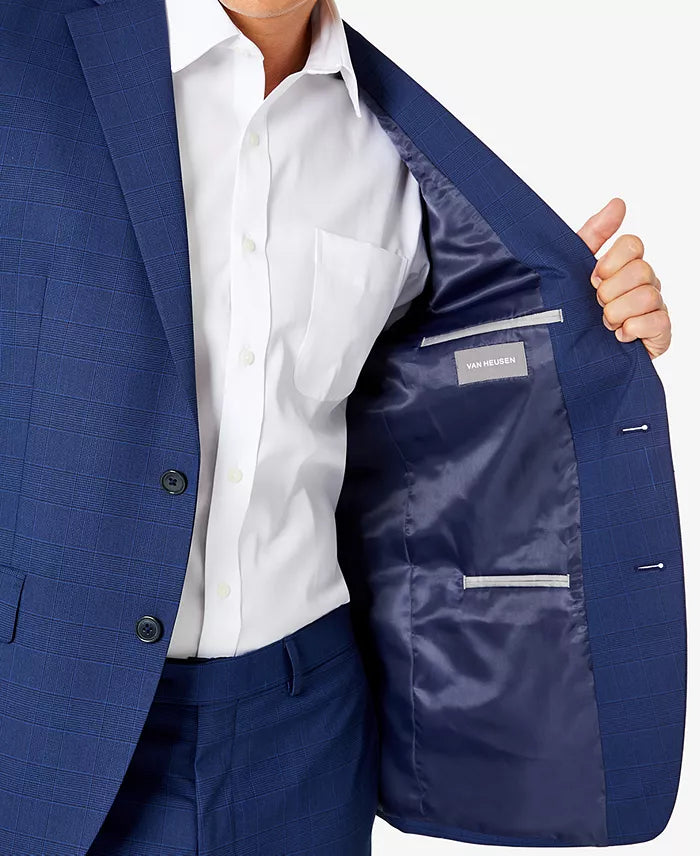 Van Heusen Men's Classic-Fit 2-Pc Suit Color Navy Plaid Size 50L x 44 Waist