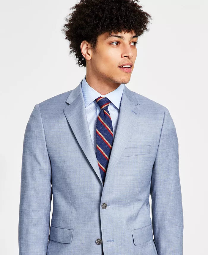 Calvin Klein Men's Slim-Fit Wool-Blend Stretch Suit Jacket Color Light Blue Size 44R