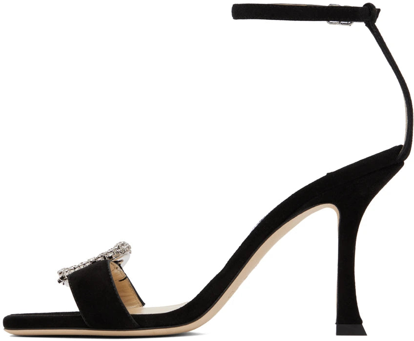 Jimmy Choo Black Marsai 90 Sandals Color Black/Crystal Size EU 38.5 US 8