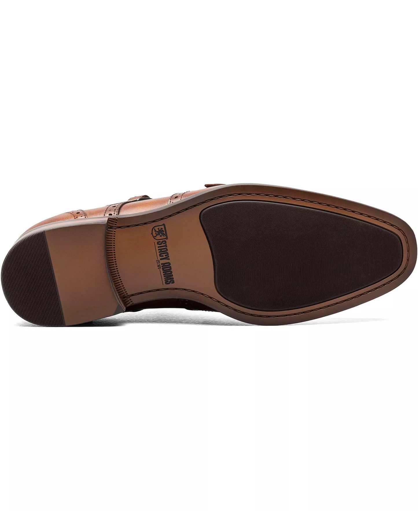 Stacy Adams Men's Karson Wingtip Double-Monk Strap Dress Shoes Cognac Size 11