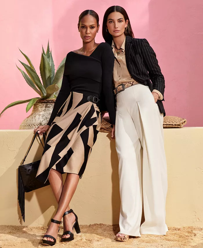 Lauren Ralph Lauren Women's Asymmetrical Long-Sleeve Sweater Color Black Size M