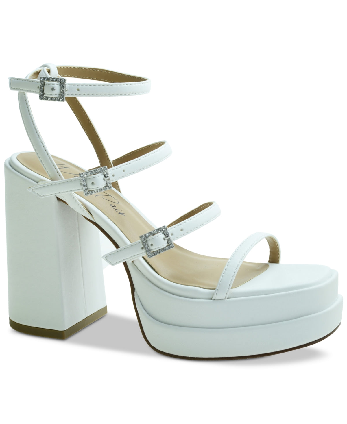 Wild Pair Women's Olyve Ankle-Strap Double Platform Sandals Color White Size 10M
