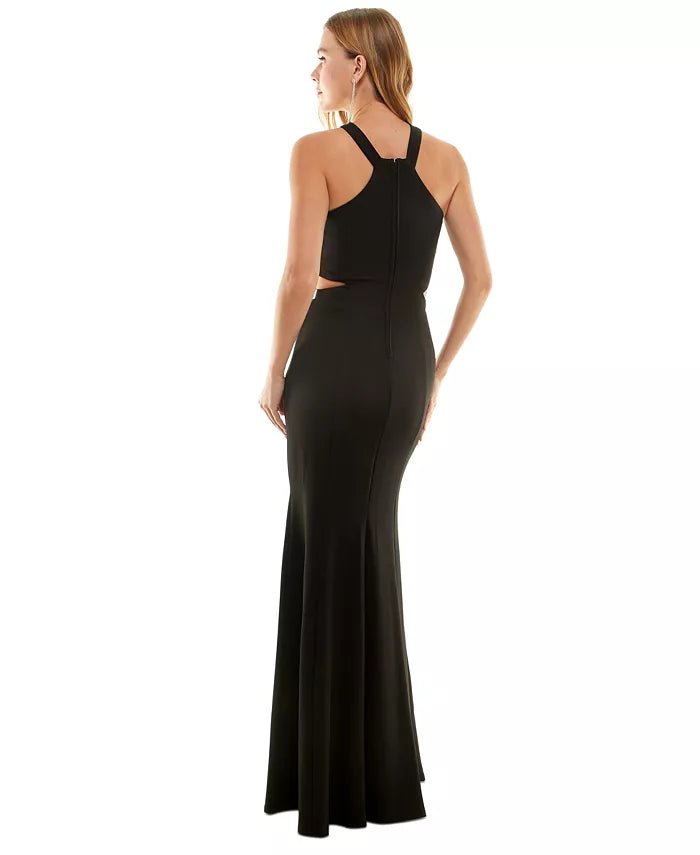 Speechless Juniors Halter-Neck Cutout Embellished Sleeveless Gown Color Black Size 9