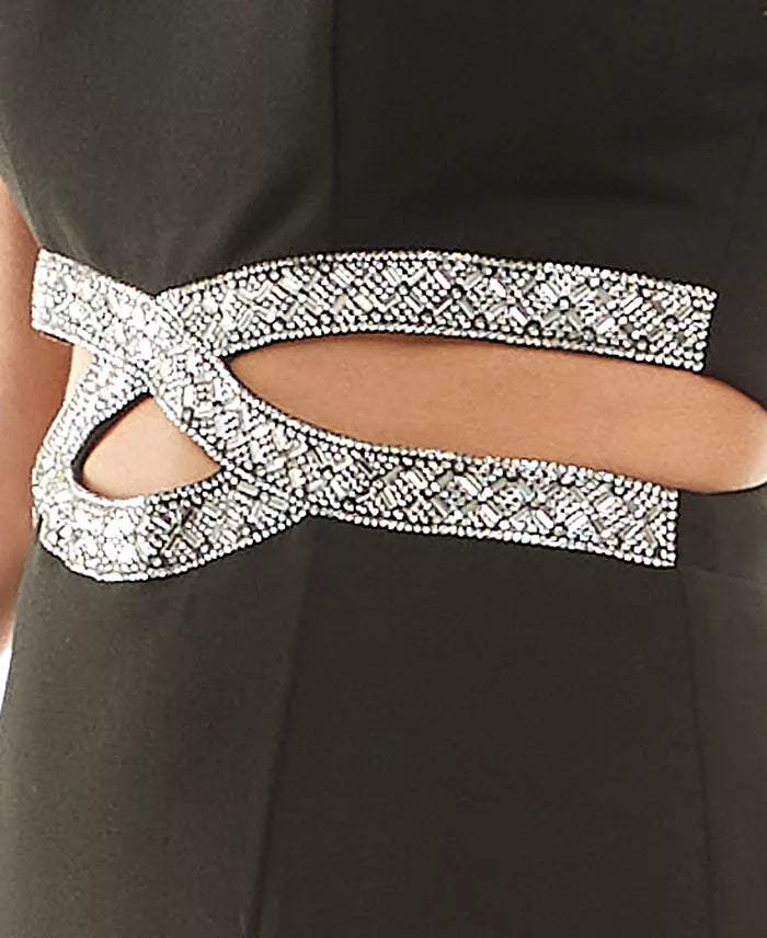 Speechless Juniors Halter-Neck Cutout Embellished Sleeveless Gown Color Black Size 9