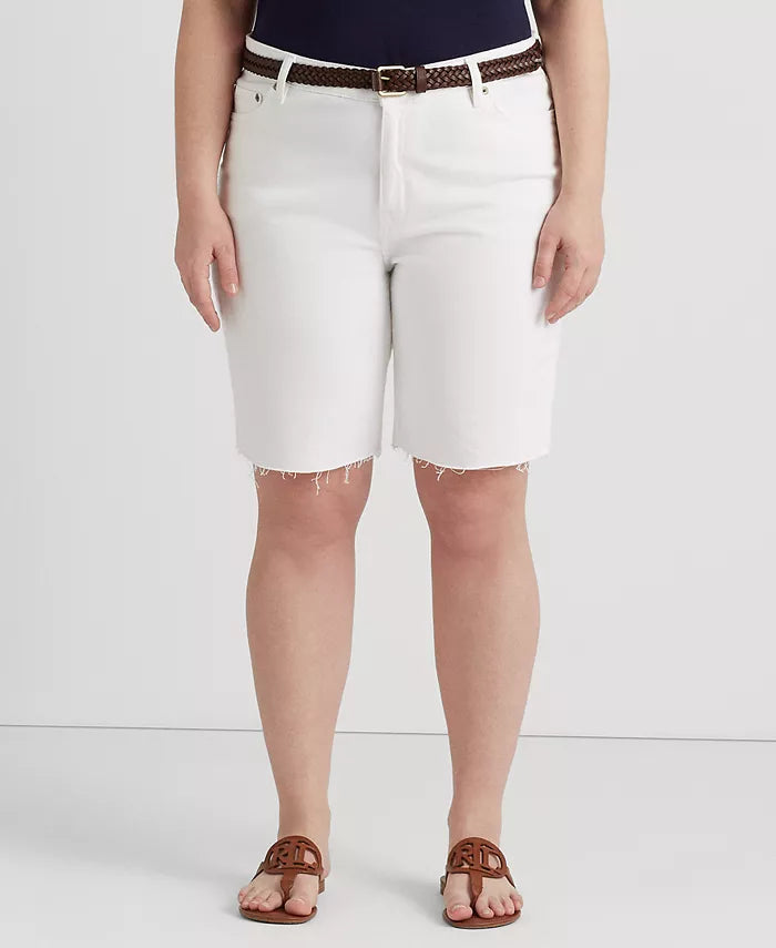 Lauren Ralph Lauren Women's High-Rise Cutoff Denim Shorts Color White Wash Size 16