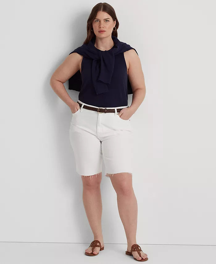 Lauren Ralph Lauren Women's High-Rise Cutoff Denim Shorts Color White Wash Size 16