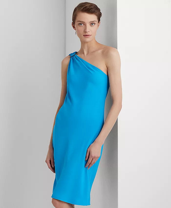 Lauren Ralph Lauren Women's Druzana Sleeveless Cocktail Dress Color Blaze Ocean Size 10