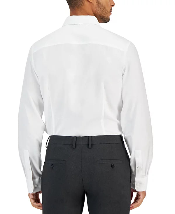 Bar III Men's Slim-Fit Diamond Dobby Dress Shirt White Size M 15/15.5
