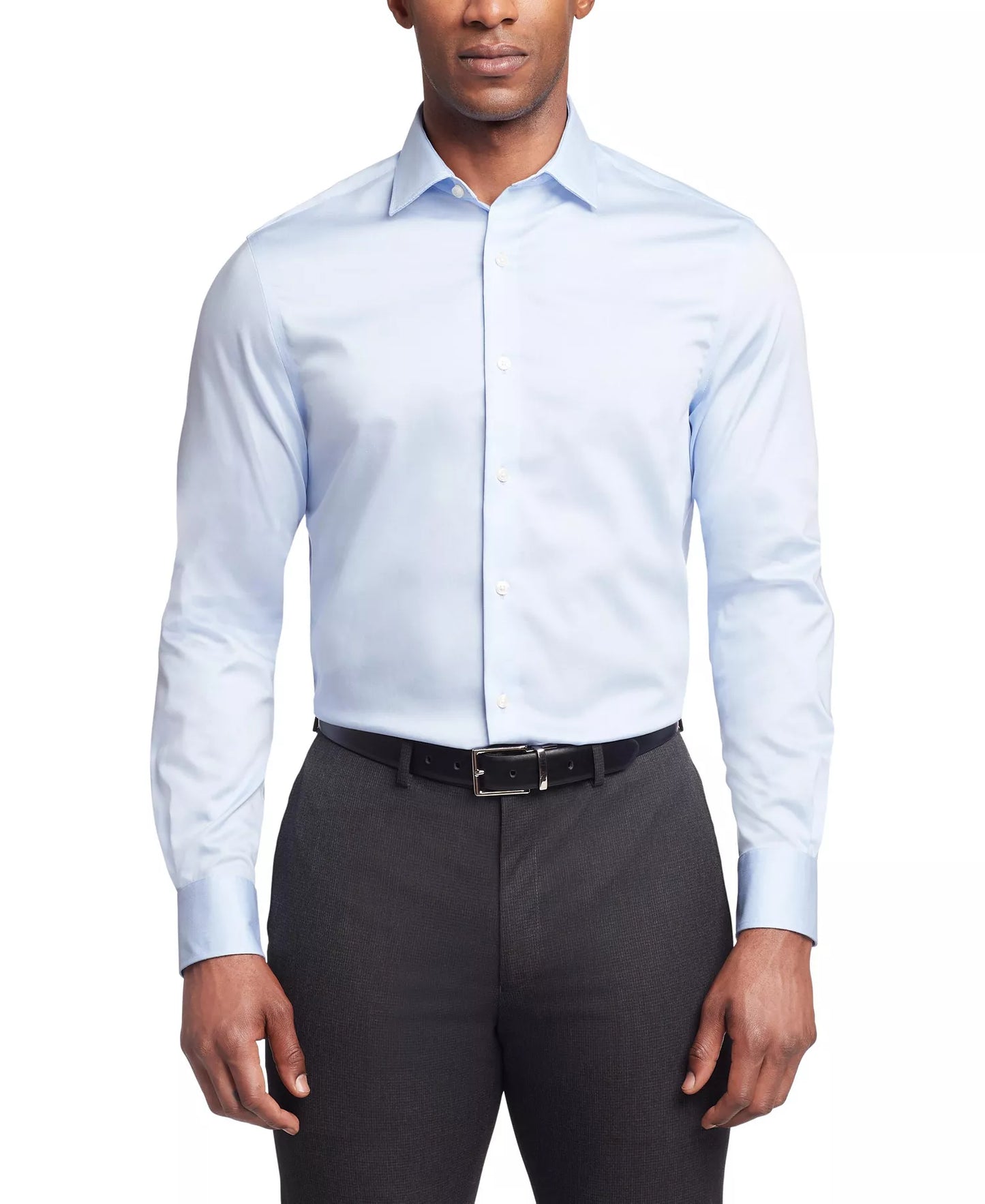 Tommy Hilfiger Men's Slim-Fit Stretch Button Down Dress Shirt Light Blue Size 2XL 18 34/35