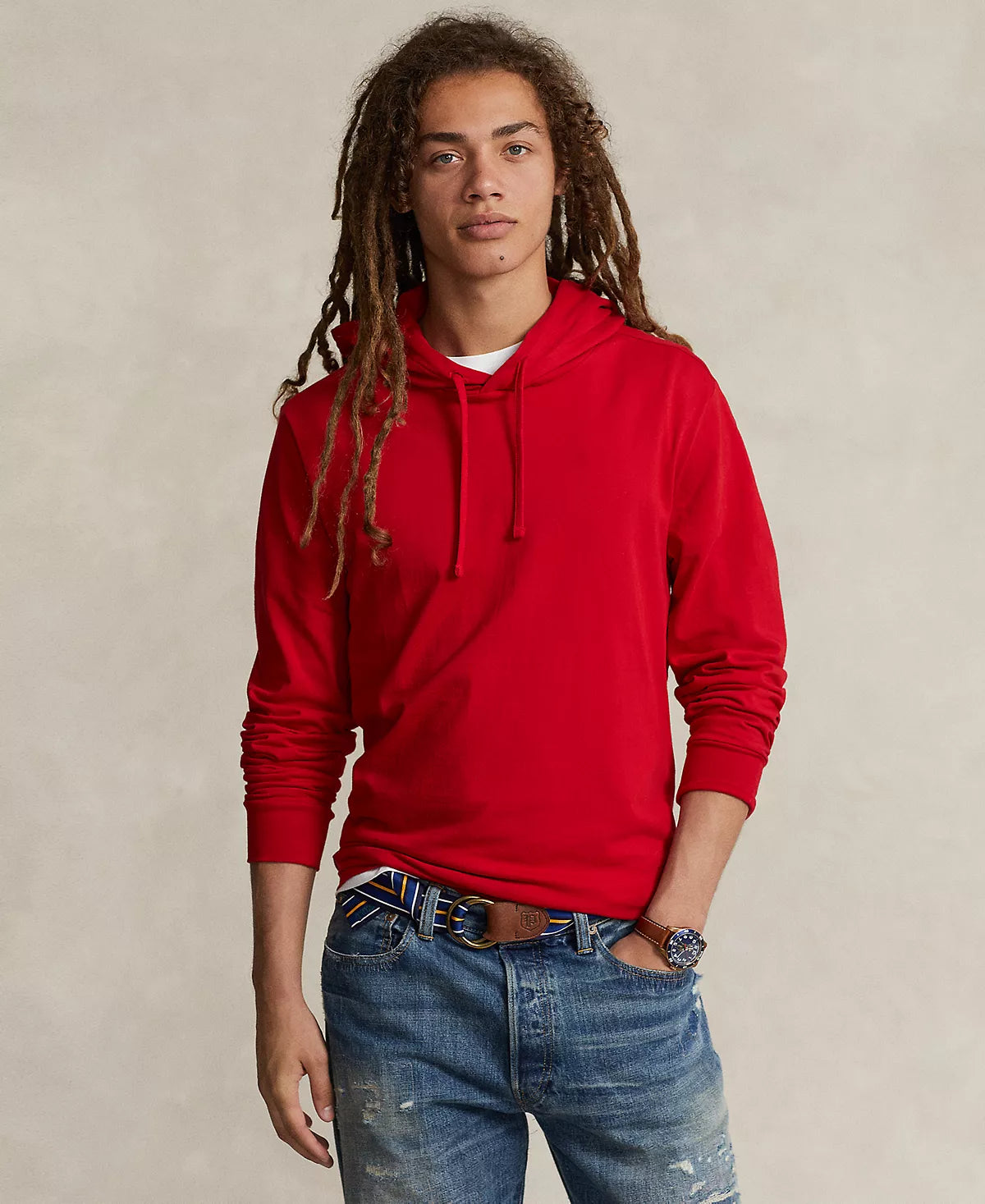 Polo Ralph Lauren Men's Big Pony Logo Jersey Hooded T-Shirt Color Rl 2000 Red Size M