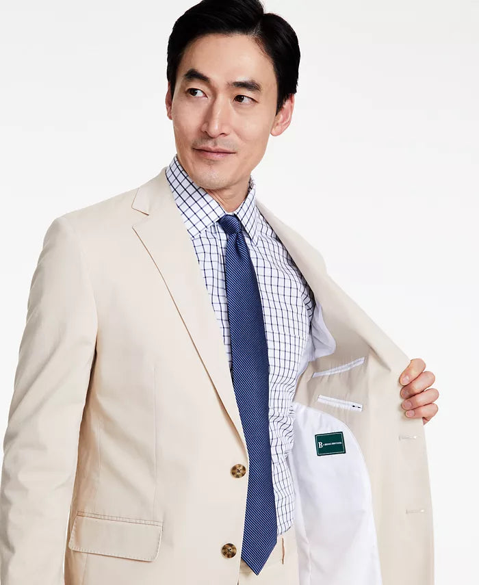 Brooks Brothers Men's Classic-Fit Stretch Solid Suit Jacket Color Beige/Khaki Size 42R