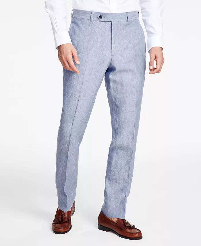 Brooks Brothers Men's Classic-Fit Solid Linen Suit Pants Color Blue W40xL32