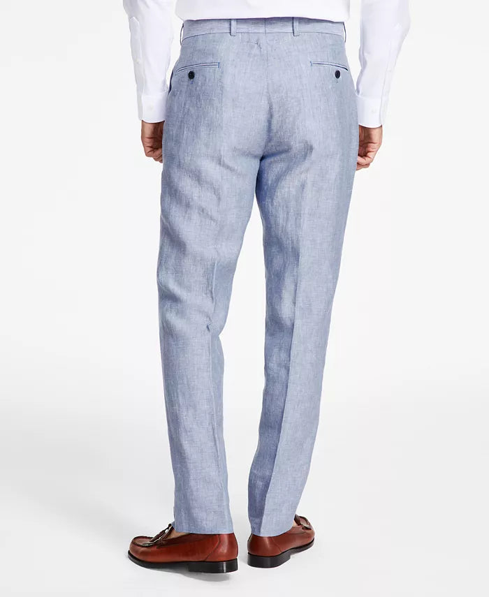 Brooks Brothers Men's Classic-Fit Solid Linen Suit Pants Color Blue W40xL32