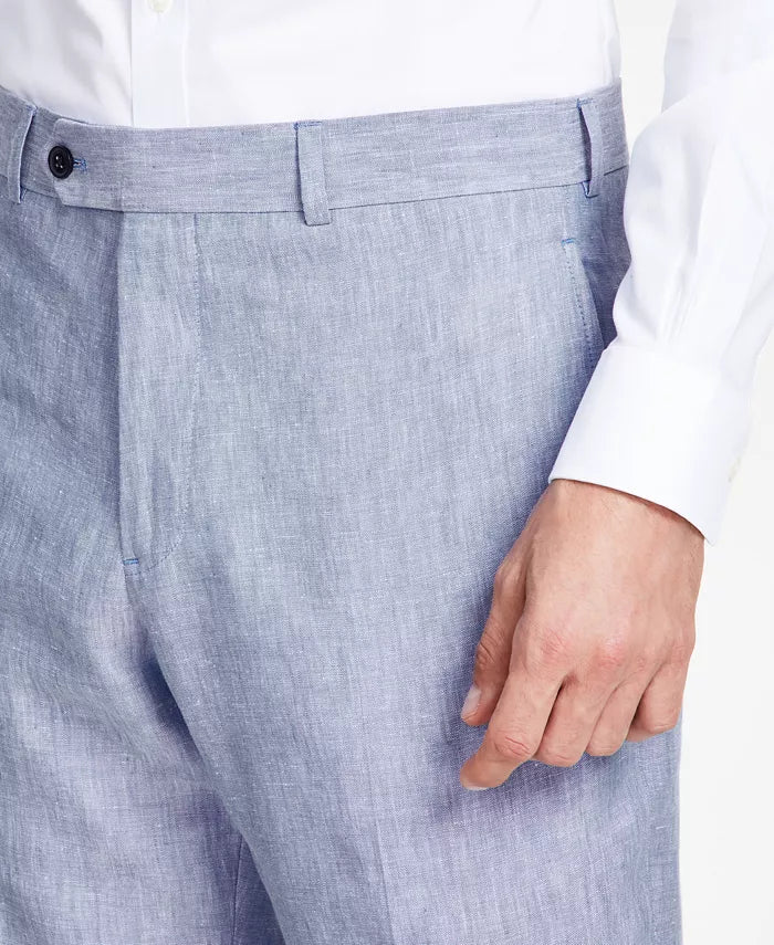 Brooks Brothers Men's Classic-Fit Solid Linen Suit Pants Color Blue W40xL32