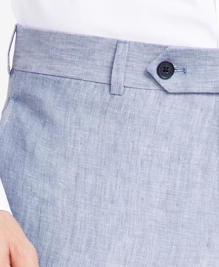 Brooks Brothers Men's Classic-Fit Solid Linen Suit Pants Color Blue W40xL32