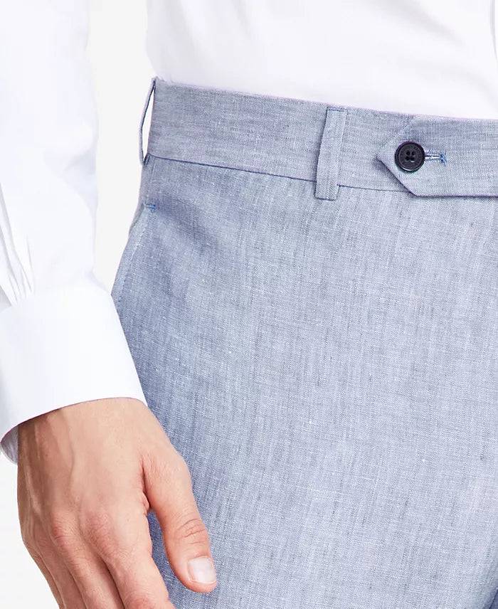 Brooks Brothers Men's Classic-Fit Solid Linen Suit Pants Color Blue W40xL32
