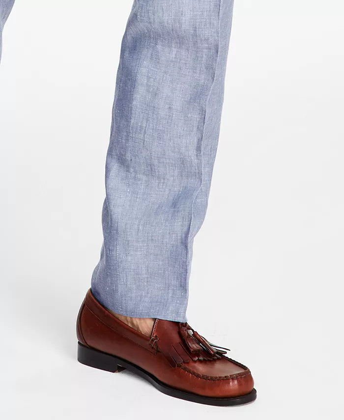 Brooks Brothers Men's Classic-Fit Solid Linen Suit Pants Color Blue W40xL32