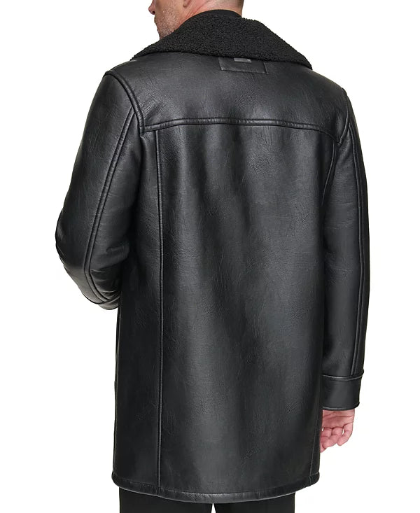 Andrew Marc Men's Faux Leather Sherling Jacket Black Size L