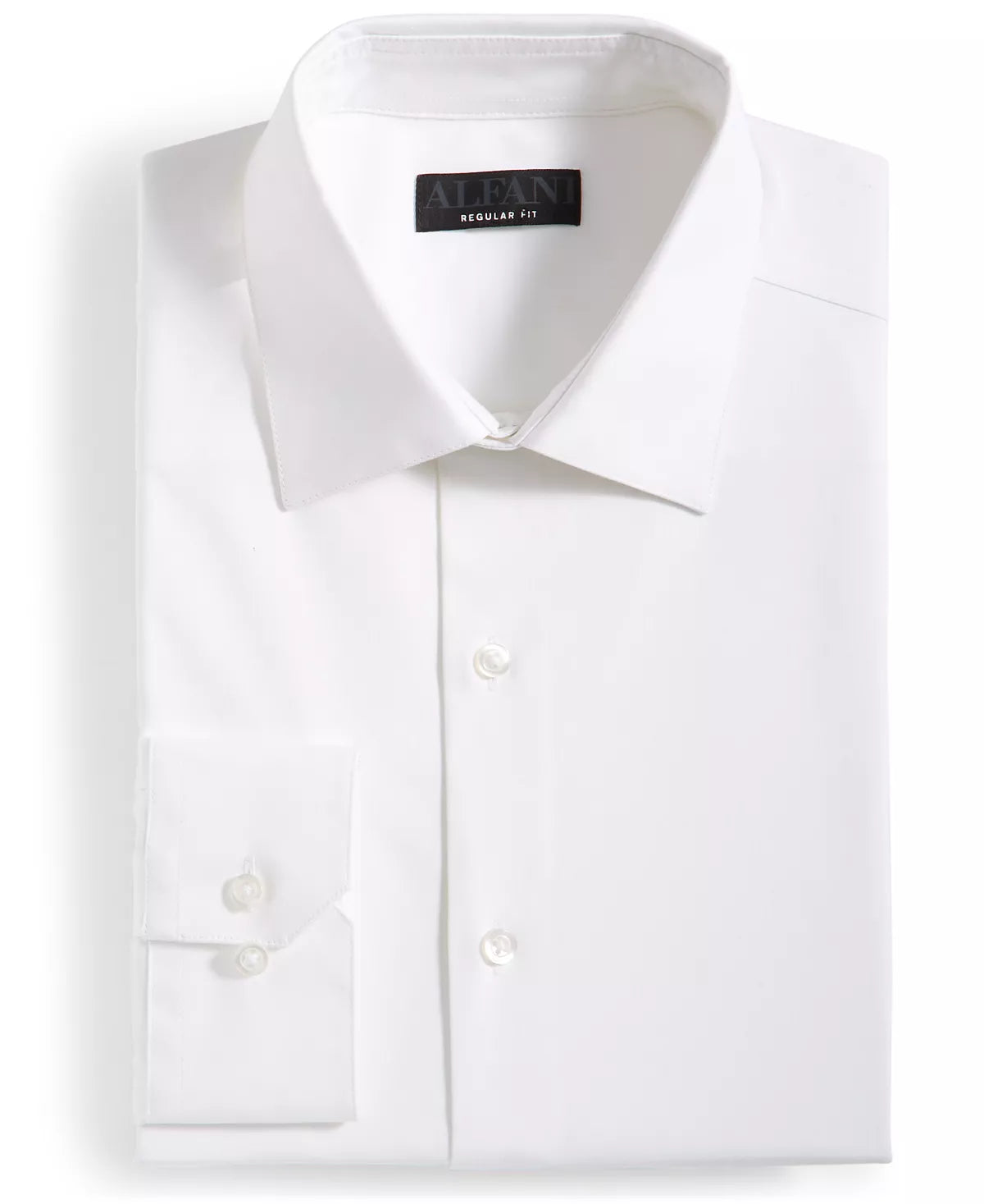 Alfani Men's Regular Fit 2-Way Stretch Dress Shirt Color Bright White Size 14-14.5 32-33