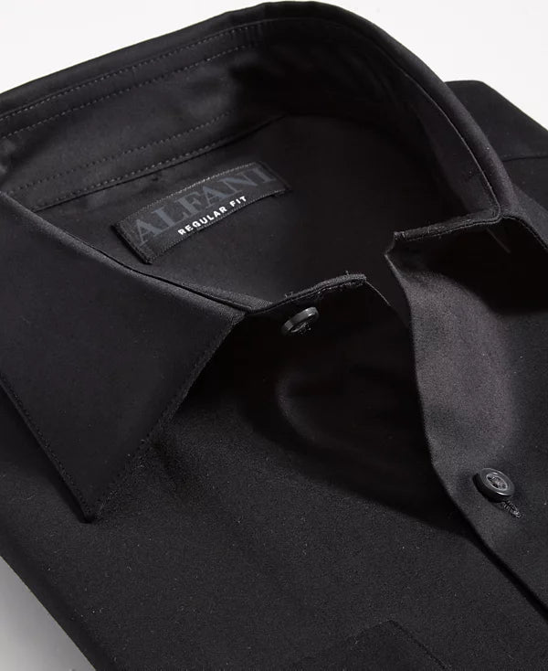 Alfani Men's Regular-Fit Solid Dress Shirt Deep Black 16/16.5 34/35