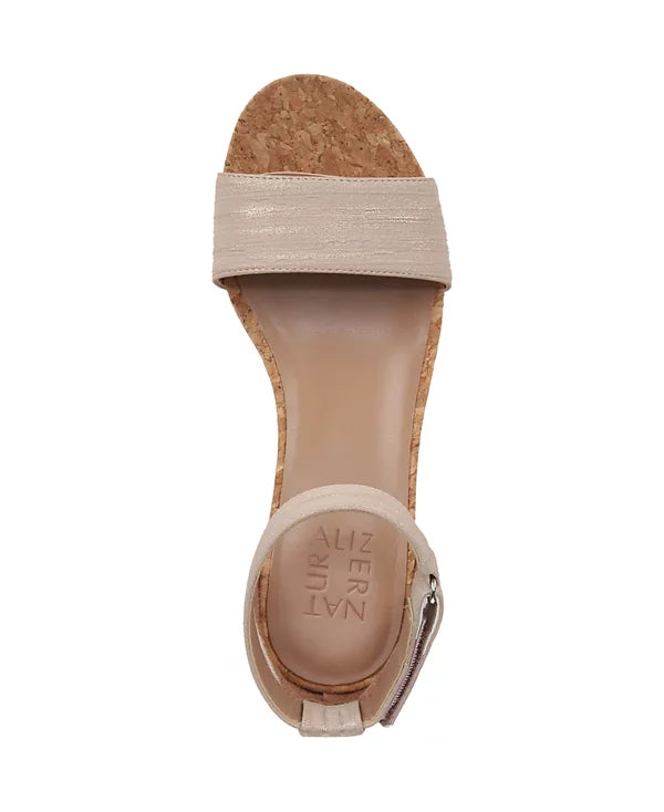 Naturalizer Women's Areda Ankle Strap Wedge Sandal Fawn Beige Faux Leather Size 5