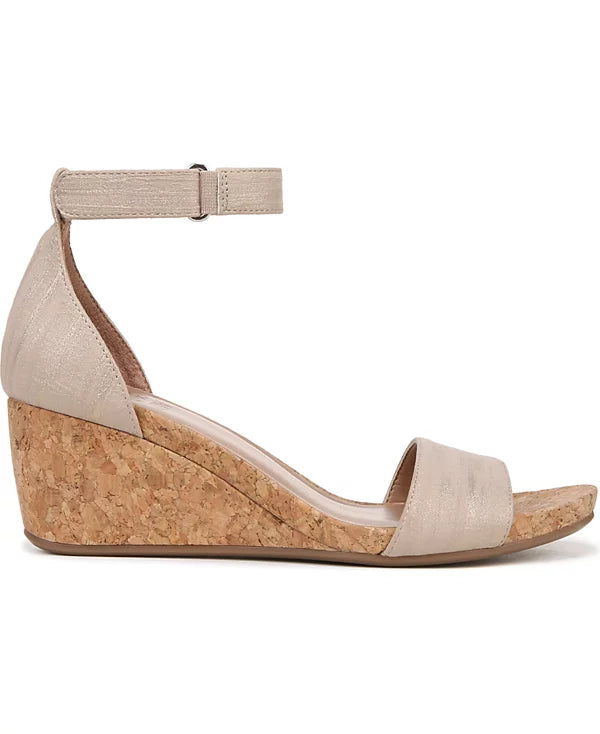 Naturalizer Women's Areda Ankle Strap Wedge Sandal Fawn Beige Faux Leather Size 5