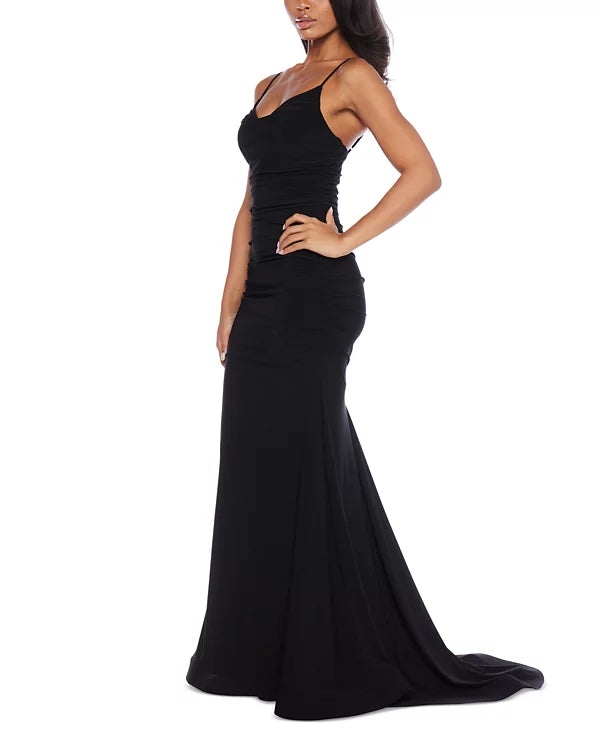 B Darlin Juniors Sweetheart-Neck Ruched Sleeveless Gown Color Black Size 7/8