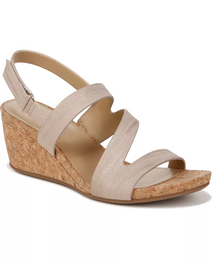 Naturalizer Women's Adria Wedge Sandal Fawn Faux Leather Size 7W